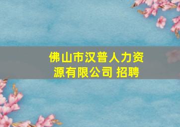 佛山市汉普人力资源有限公司 招聘